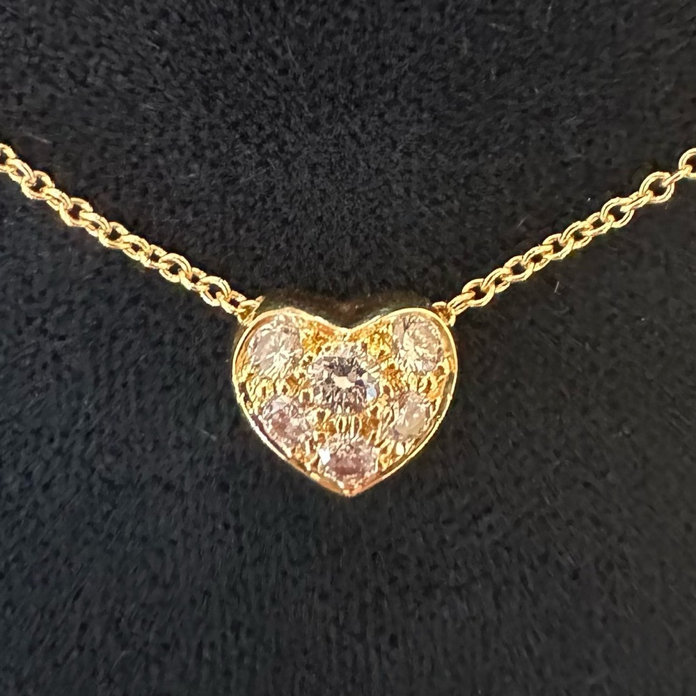 TIFFANY & CO. - 18K Gold Diamond Heart Pendent Necklace - Picture 3 of 10